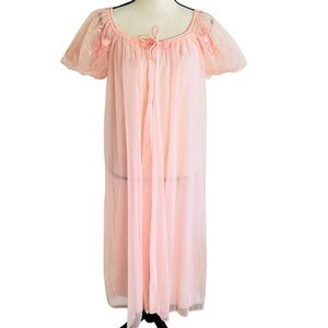 Vintage Artemis Puffy Sleeve Sheer Open Front Tie Peignoir